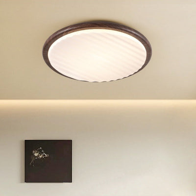 Plafonnier LED Rond Wooden Wrinkles - Design Naturel et Moderne pour Chambre