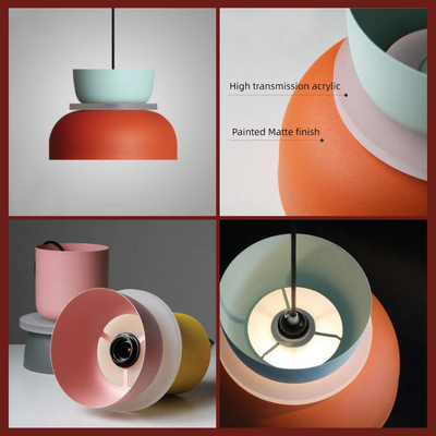 Suspension Nordic Macaron - Design Scandic en Aluminium et Acrylique, Ampoule E27, Idéale pour Cuisine et Salon