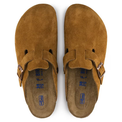 Boston | Cuir Velours Taupe – Sabots Classiques à Lit de Pied Moelleux Anatomique