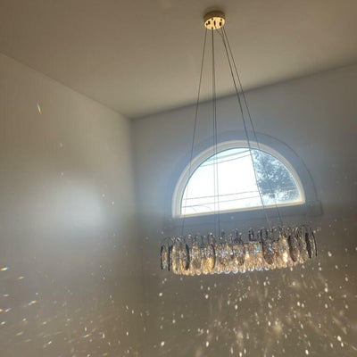 Chandelier Cristal K9 - Luminaire Élégant en Métal Rose Gold, LED Dimmable, Plusieurs Tailles