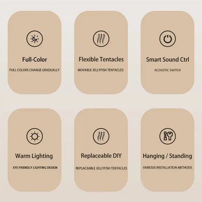 Lampe Méduse LED – Éclairage Relaxant Ajustable, Design Moderne Rechargeable avec Contrôle Tactile