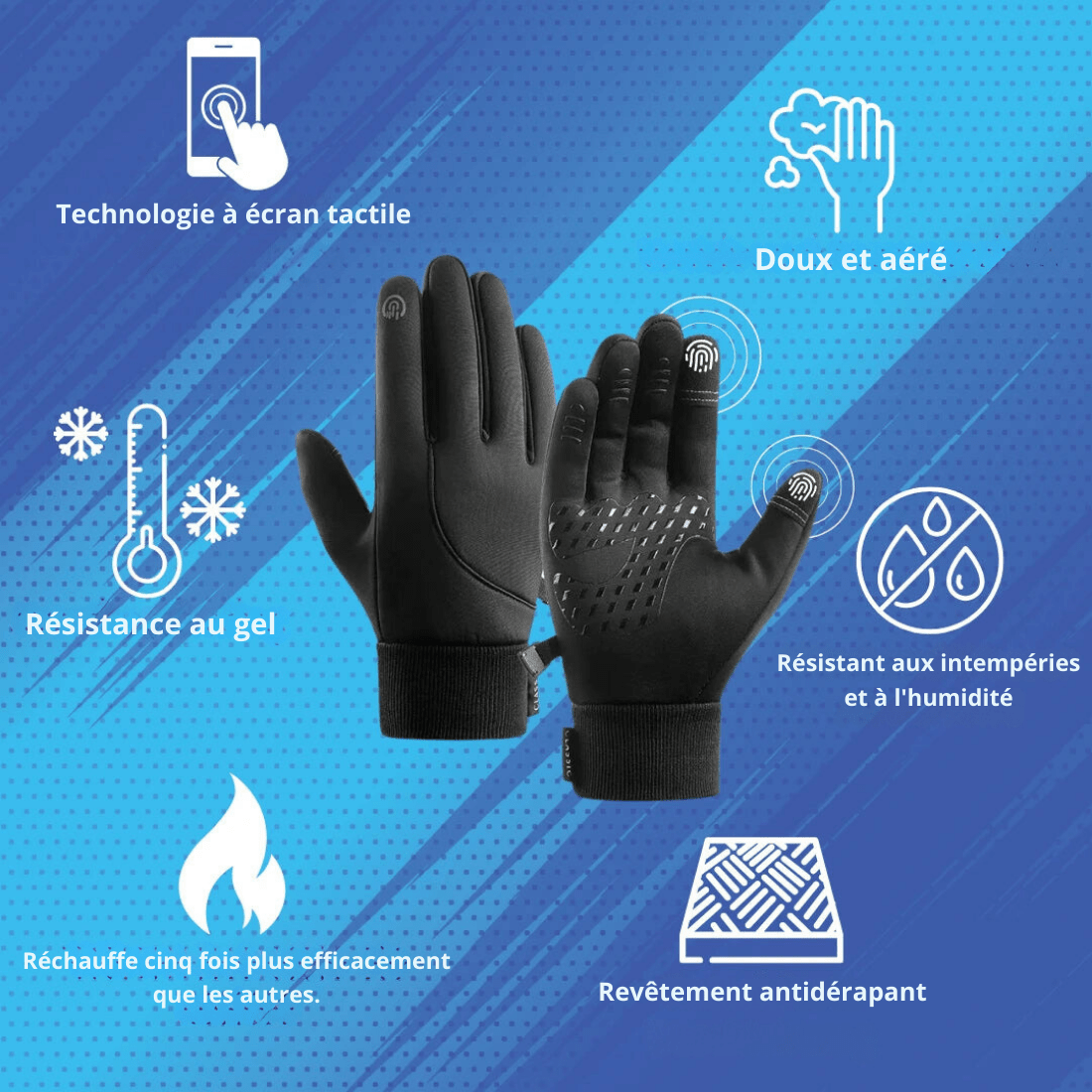 Gants Chauffants ThermaGrip – Hiver, Tactiles, Antidérapants, Imperméables et Respirants