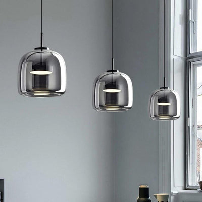Suspension Nordic en Verre Noir – Design Élégant et Moderne avec Éclairage LED