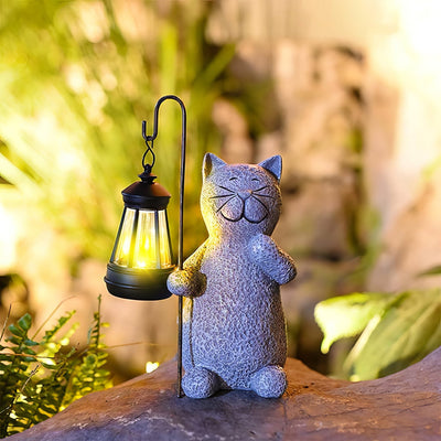 Statue de Chat Lumineuse Dorée Solaire - Décoration Extérieure Magique pour Jardin