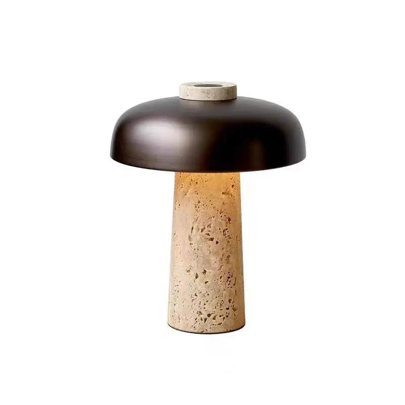 Lampe de Table Natural Travertine – Élégance Naturelle en Pierre, Design Wabi Sabi