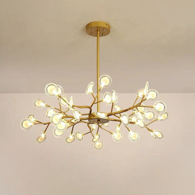 Chandelier LED Design Libellule – Luminaire Acrylique Moderne avec Effet Feuilles de Lucioles