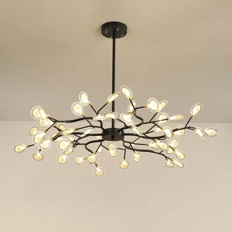 Chandelier LED Design Libellule – Luminaire Acrylique Moderne avec Effet Feuilles de Lucioles