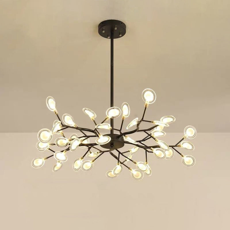 Chandelier LED Design Libellule – Luminaire Acrylique Moderne avec Effet Feuilles de Lucioles