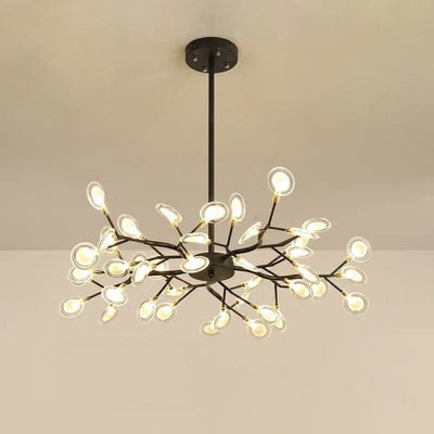 Chandelier LED Design Libellule – Luminaire Acrylique Moderne avec Effet Feuilles de Lucioles