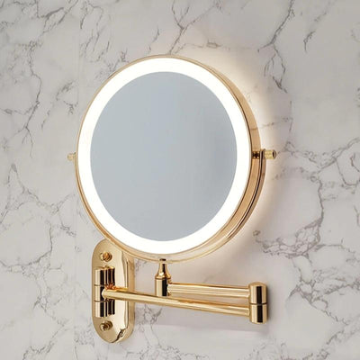 Miroir de Maquillage LED Rechargeable avec Loupe - Design Doré et Rotatif