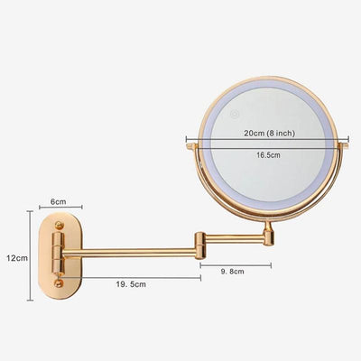 Miroir de Maquillage LED Rechargeable avec Loupe - Design Doré et Rotatif