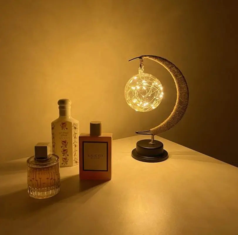 Lampe Lunaire Enchantée - Lune Magique en Verre avec Lumière LED