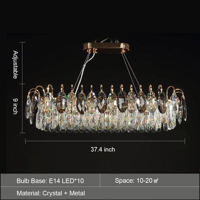 Chandelier Cristal K9 - Luminaire Élégant en Métal Rose Gold, LED Dimmable, Plusieurs Tailles