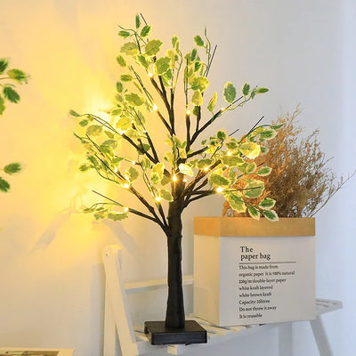 Guirlande LED Arbre de Noël avec Feuilles Vertes - Décoration Lumineuse Festive