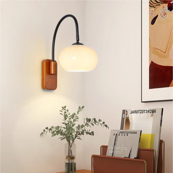 Applique Murale Bauhaus Persimmon - Design en Verre Kaki avec Fonction Pivotante