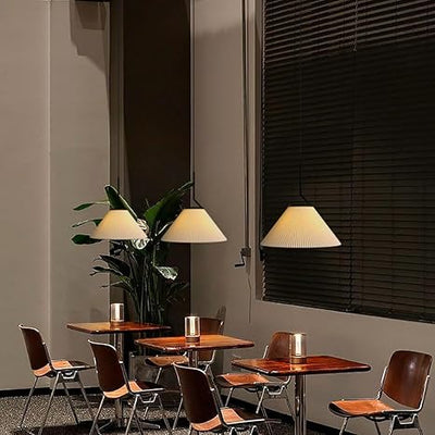 Suspension Nordic Plissée Crème – Design Scandinave Élégant en Tissu LED