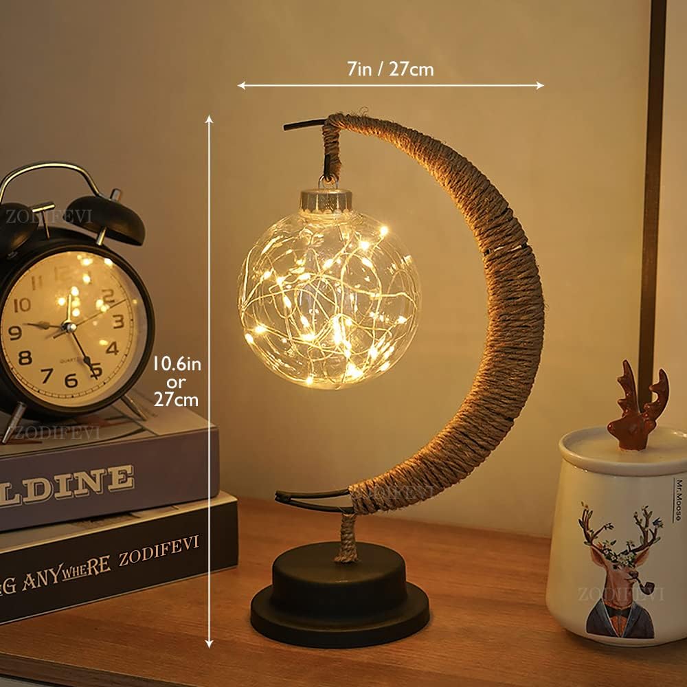 Lampe Lunaire Enchantée - Lune Magique en Verre avec Lumière LED