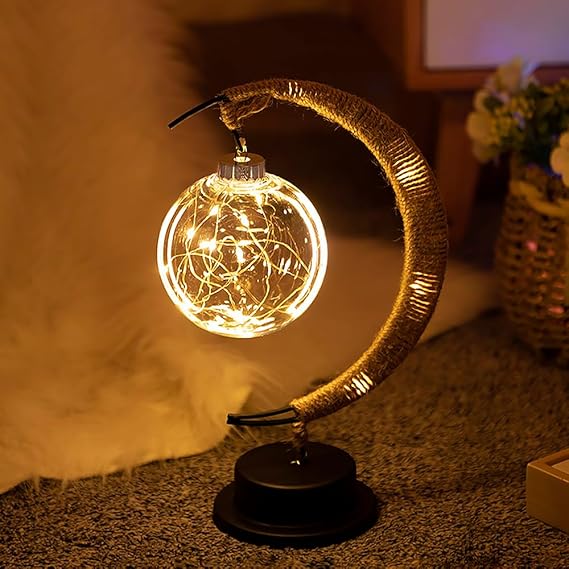 Lampe Lunaire Enchantée - Lune Magique en Verre avec Lumière LED