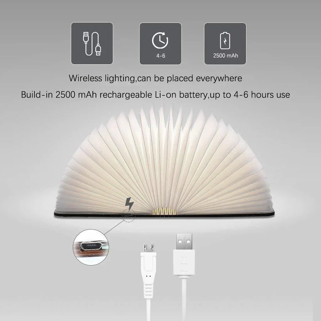 Lampe Livre Enchanté - Lampe LED en Forme de Livre Ouvert avec Contrôle Tactile