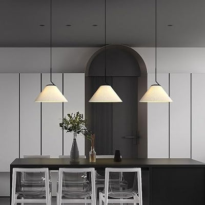 Suspension Nordic Plissée Crème – Design Scandinave Élégant en Tissu LED