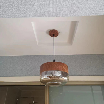 Suspension NordLuna – Élégance Scandinave en Bois et Verre Teinté