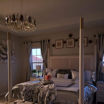 Chandelier Cristal K9 - Luminaire Élégant en Métal Rose Gold, LED Dimmable, Plusieurs Tailles