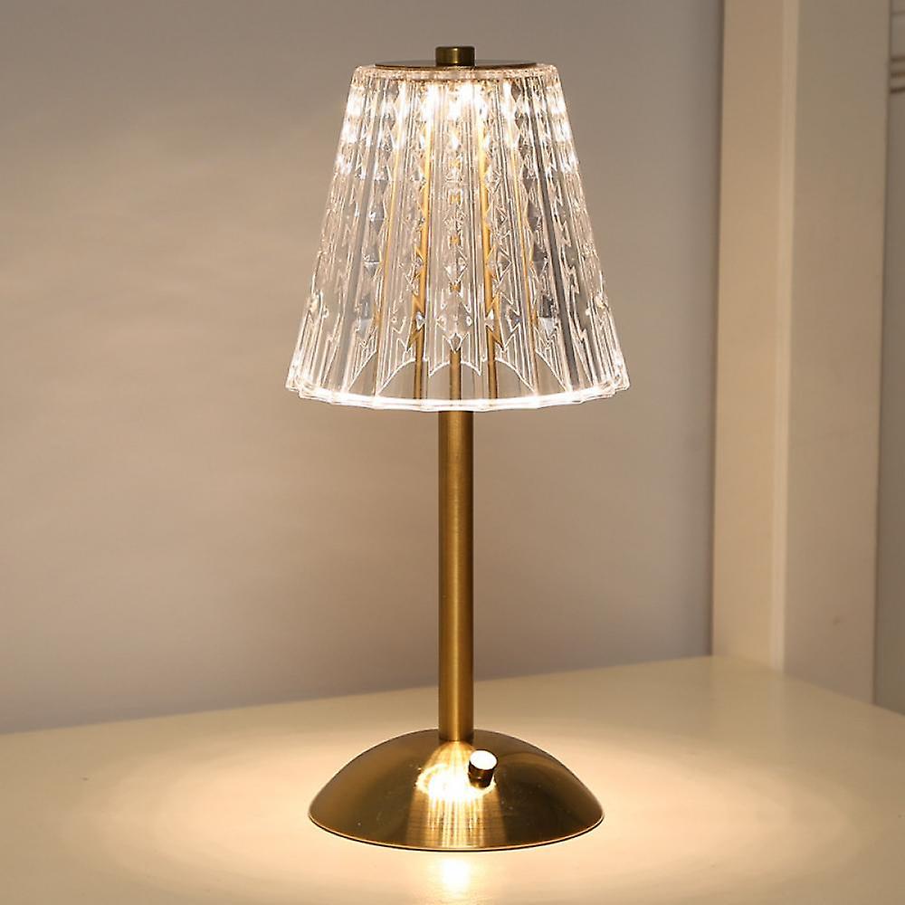 Lampe de Table Cristal Doré LED - Design Moderne avec Fonction Tactile et Sans Fil