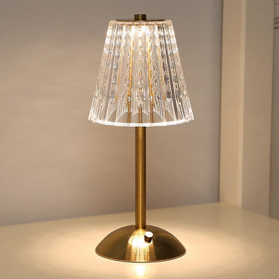 Lampe de Table Cristal Doré LED - Design Moderne avec Fonction Tactile et Sans Fil