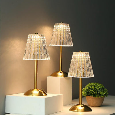 Lampe de Table Cristal Doré LED - Design Moderne avec Fonction Tactile et Sans Fil