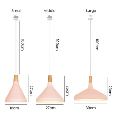 Suspension French Macaron Conique - Lampe en Aluminium et Bois au Design Moderne et Ludique