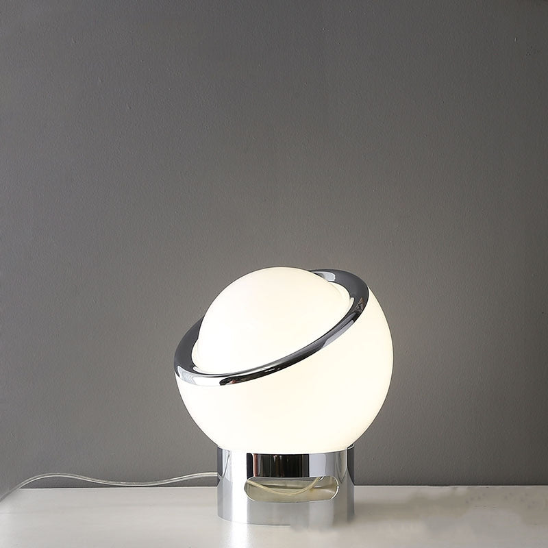 Lampe de Table French Opal Bauhaus - Éclairage Moderne en Verre et Acier Inoxydable