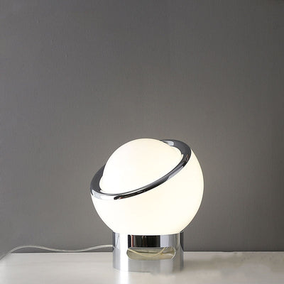 Lampe de Table French Opal Bauhaus - Éclairage Moderne en Verre et Acier Inoxydable