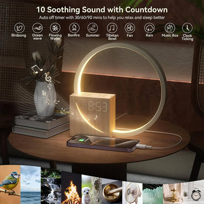Lampe de Réveil avec Contrôle Tactile – Éclairage de Nuit Moderne en Bois