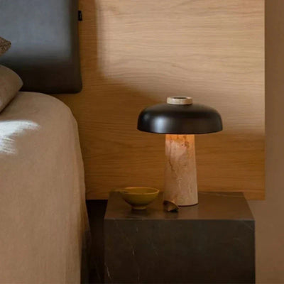 Lampe de Table Natural Travertine – Élégance Naturelle en Pierre, Design Wabi Sabi