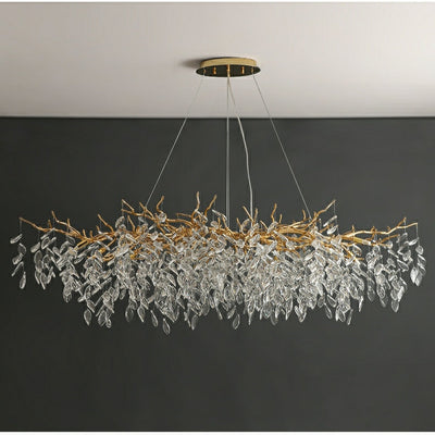Lustre en Cristal Style Branché Français – Lustre Élégant en Aluminium et Cristal pour Salon et Salle à Manger