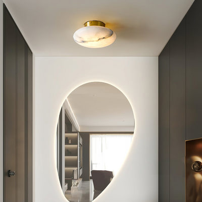 Lampe Plafonnier Oval en Albâtre – Éclairage LED Élégant en Métal et Albâtre
