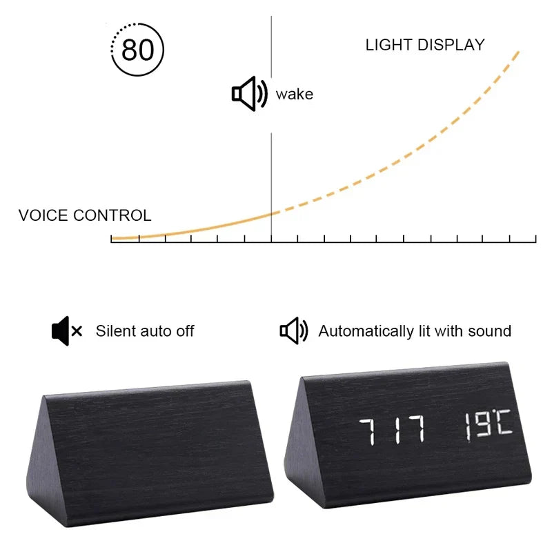 Réveil LED Design en Bois