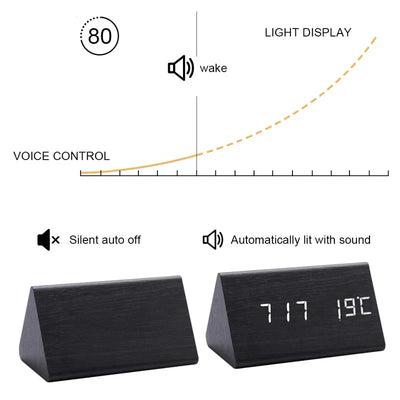 Réveil LED Design en Bois