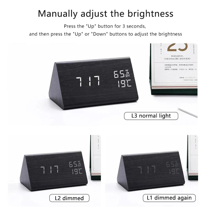 Réveil LED Design en Bois