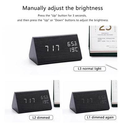 Réveil LED Design en Bois