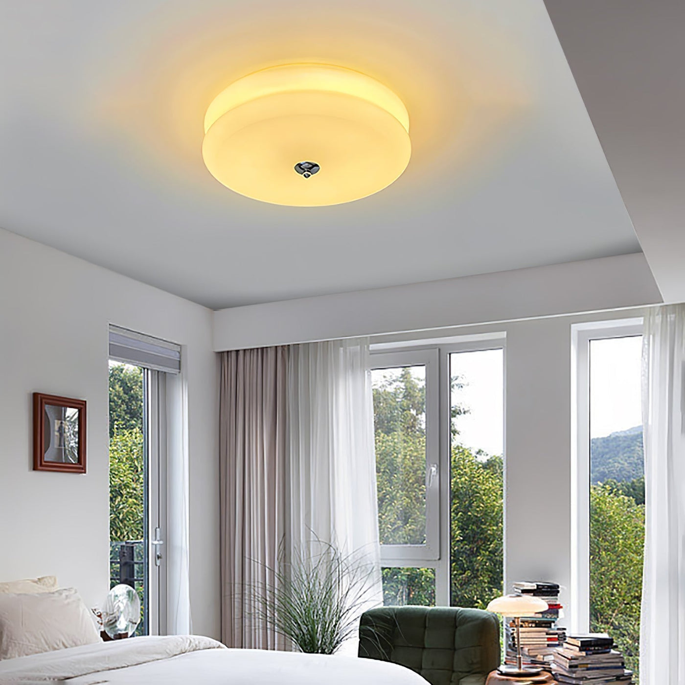 Plafonnier Vintage Art Déco, Élégance Géométrique avec LED Intégrée