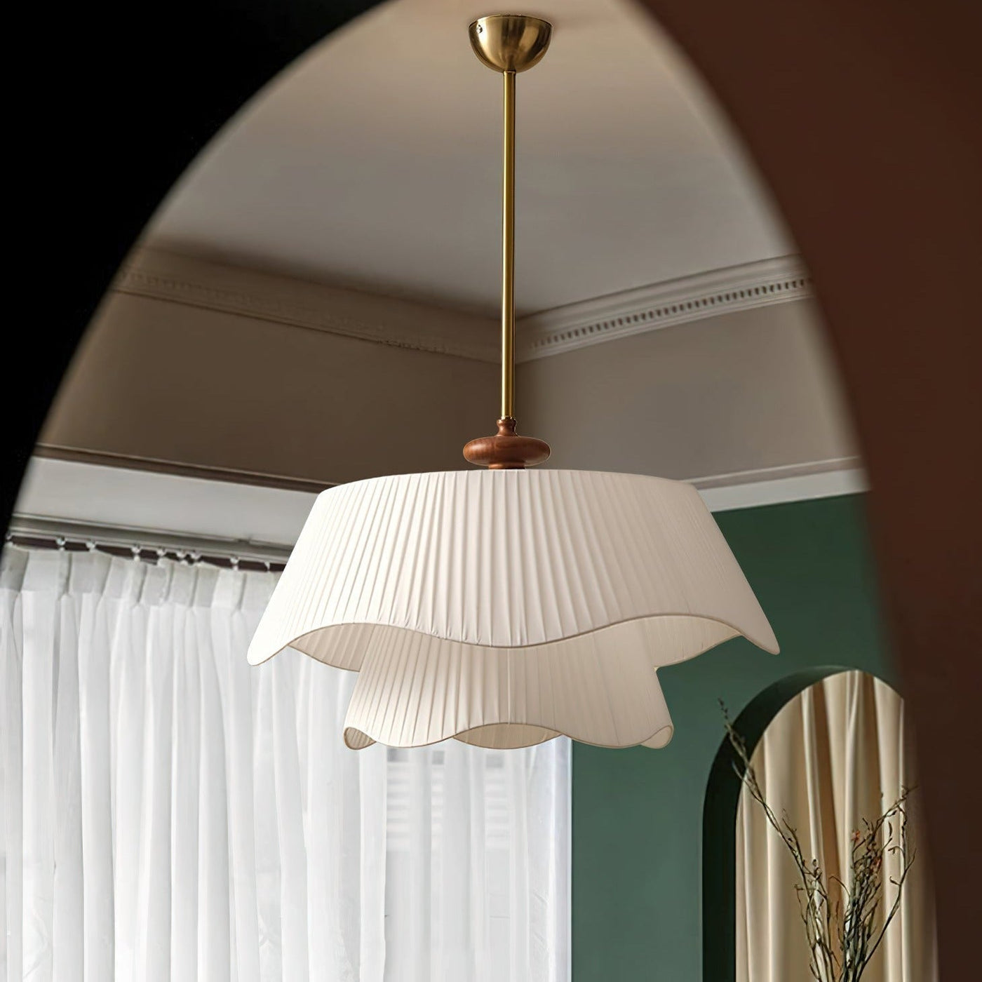 Suspension Bellevue - Lampe Moderne en Métal, Verre et Bois, Design Élégant
