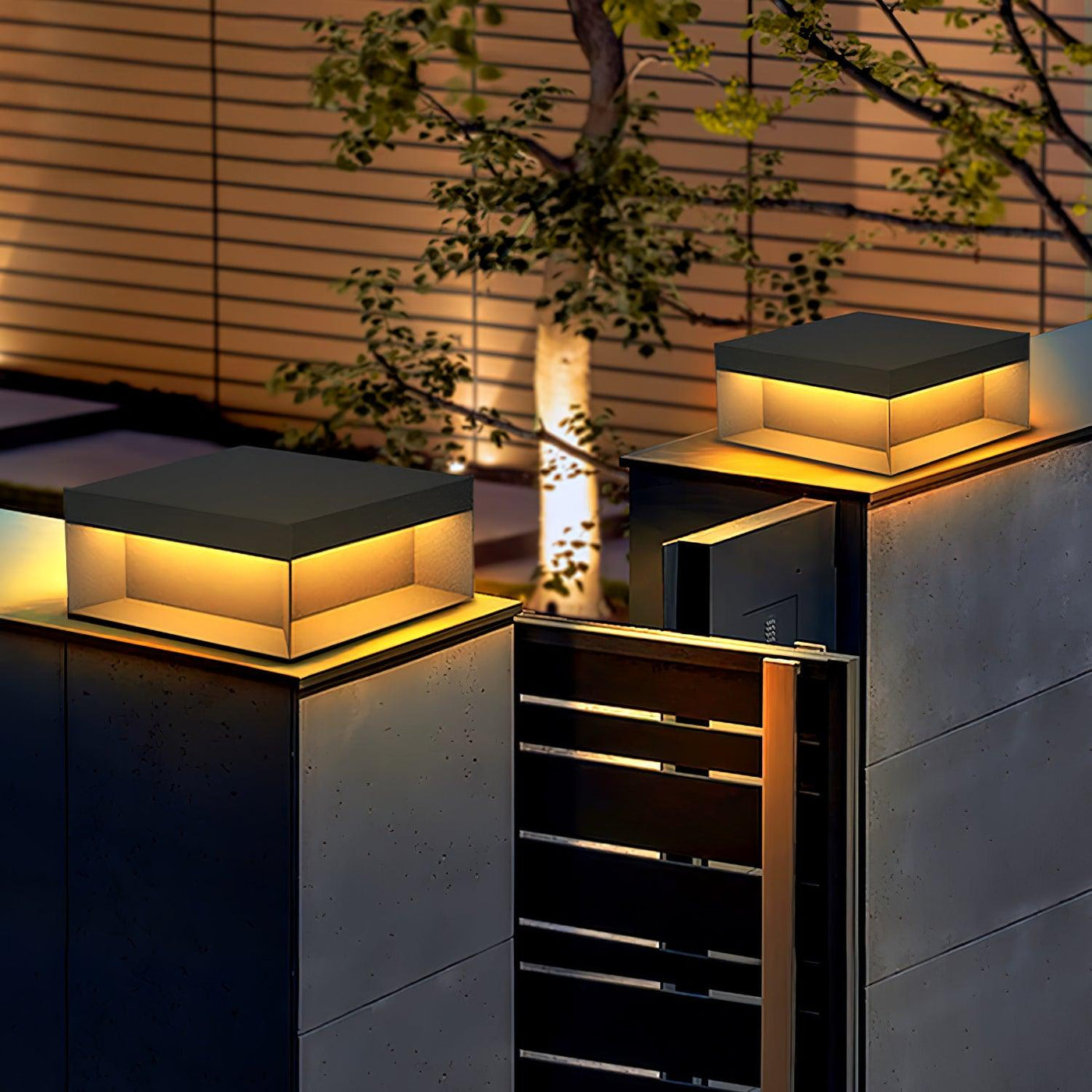 Lampe de Colonne Solaire Extérieure - Éclairage Résistant aux Intempéries avec LED