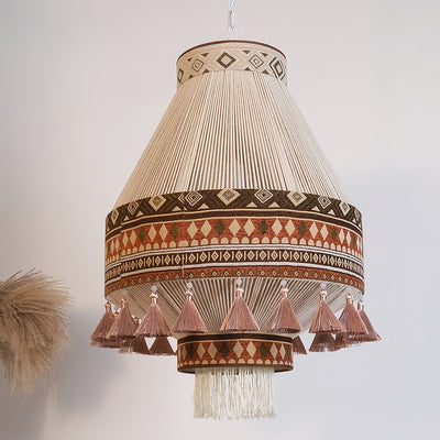 Suspension Bohemian Fringe - Lampe Pendante avec Franges et Design Tribal
