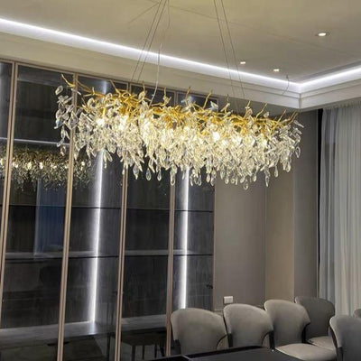 Lustre en Cristal Style Branché Français – Lustre Élégant en Aluminium et Cristal pour Salon et Salle à Manger