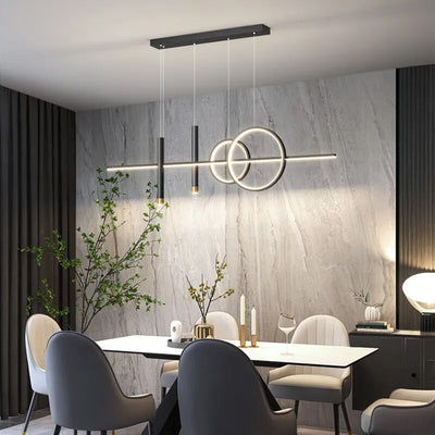 Lampe Moderne de Salle à Manger avec 3 Anneaux - Éclairage Ajustable Design Élégant
