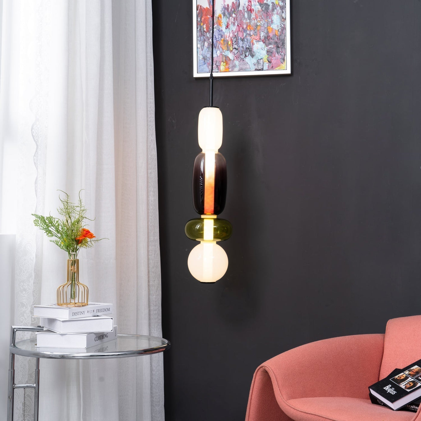 Suspension en Verre Candy – Luminaire Moderne LED avec Design Coloré