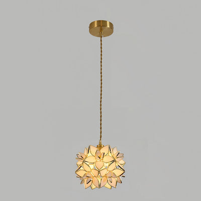 Suspension Capiz en Coquillage - Élégante Lampe en Métal et Verre pour Salon et Salle à Manger