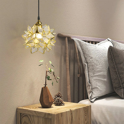 Suspension Capiz en Coquillage - Élégante Lampe en Métal et Verre pour Salon et Salle à Manger