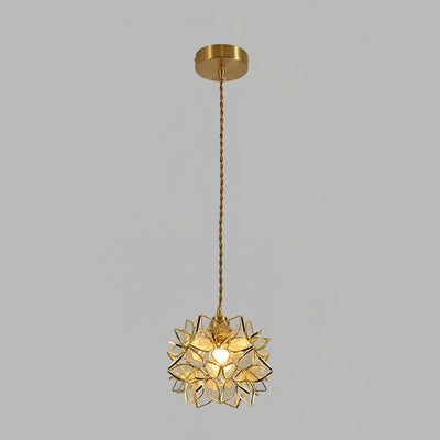 Suspension Capiz en Coquillage - Élégante Lampe en Métal et Verre pour Salon et Salle à Manger
